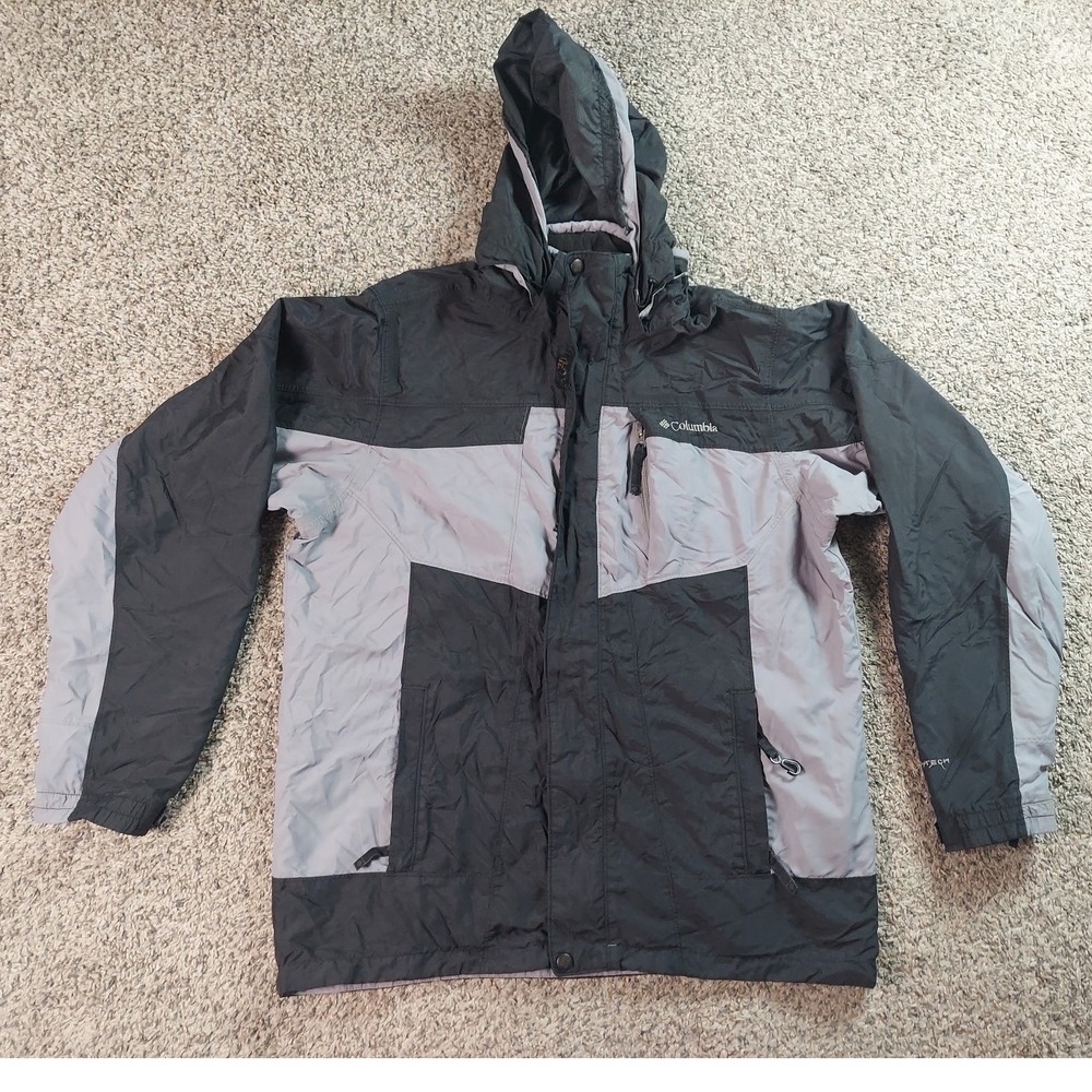 Columbia Interchange Jacket Medium Black Grey Mens Outdoor Omni-Tech WM7035